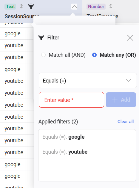 filter-in-a-dataset