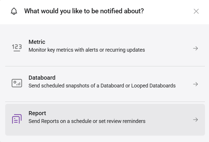 Report selection for notification
