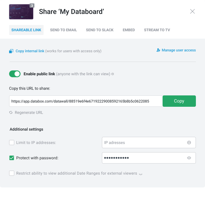Share Databoard (Public Shareable Link)