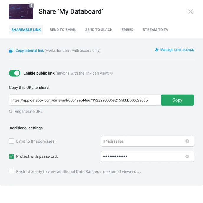 Share Databoard (Public Shareable Link)