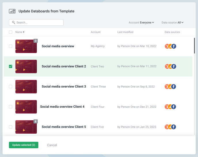 dashboards - apply changes